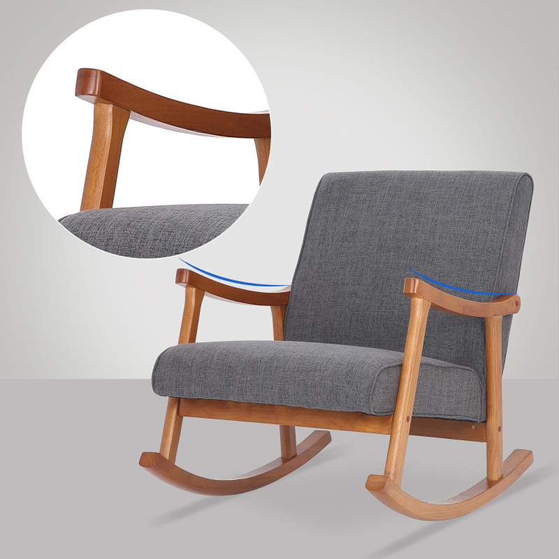 Poltrona a dondolo Morelia in tessuto noce grigio chiaro